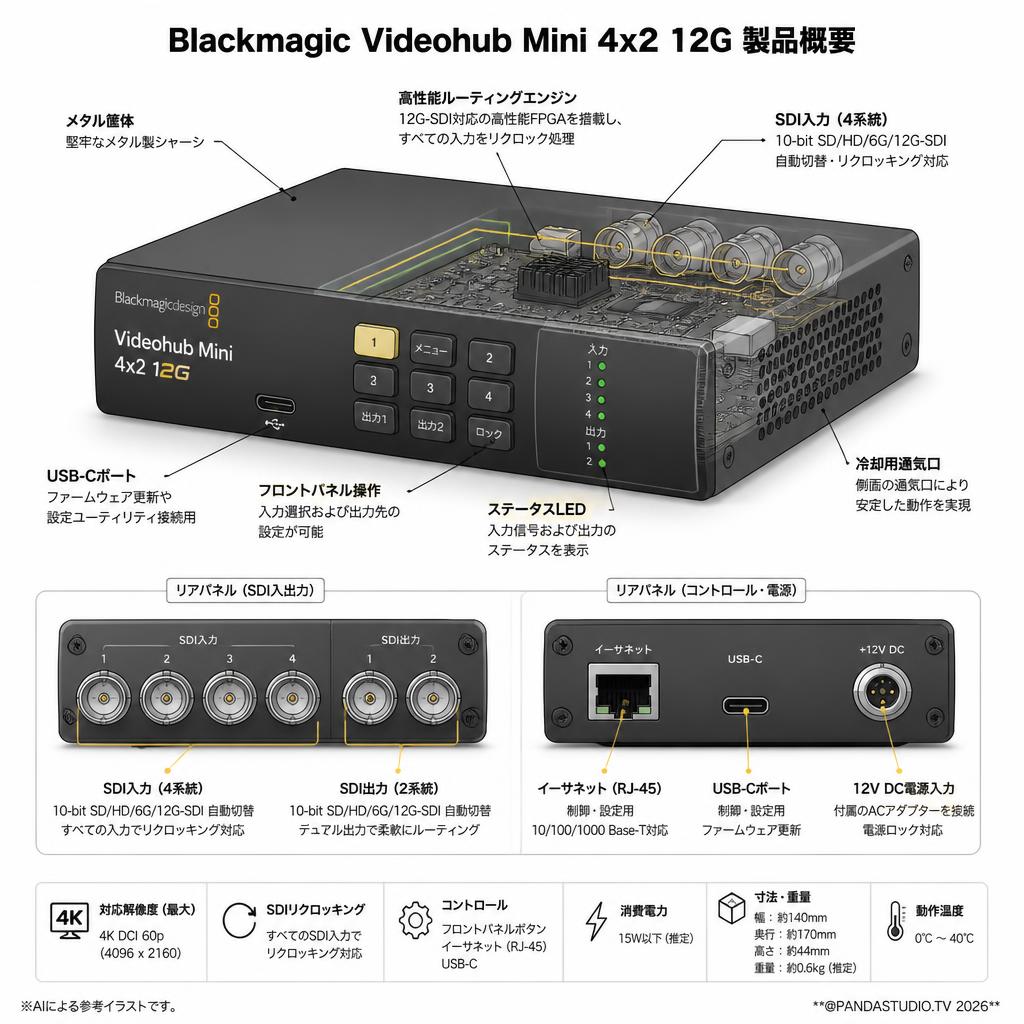Blackmagic Videohub Mini 4x2 12G スペック
