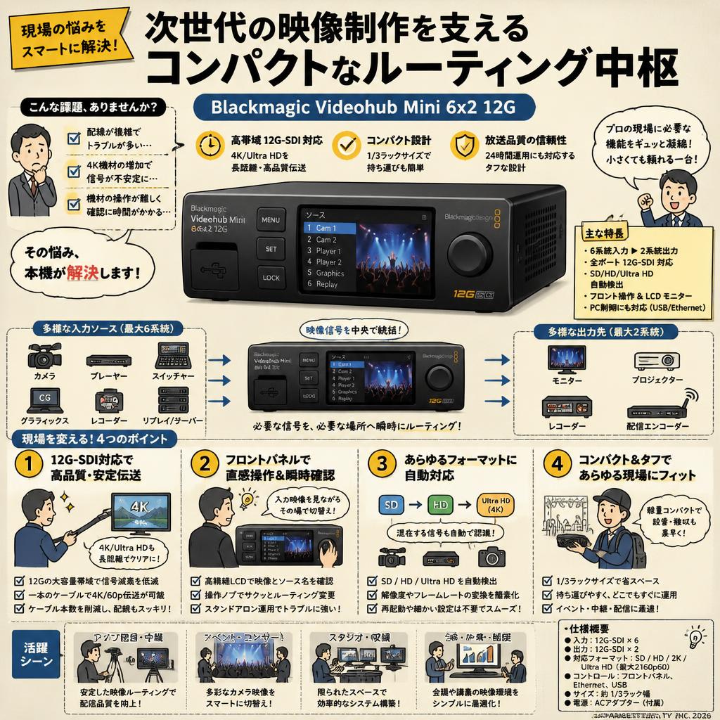 Blackmagic Videohub Mini 6x2 12G 概要