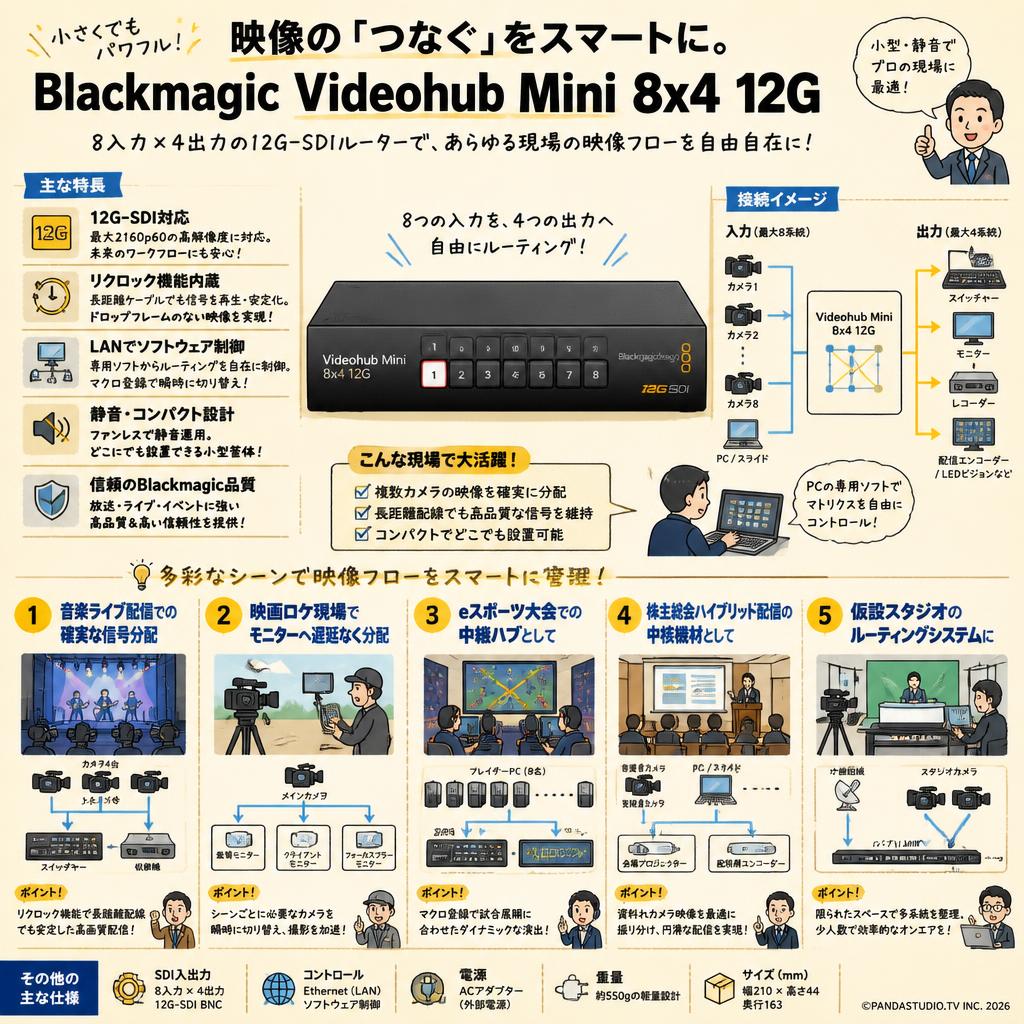 Blackmagic Videohub Mini 8x4 12G 用途