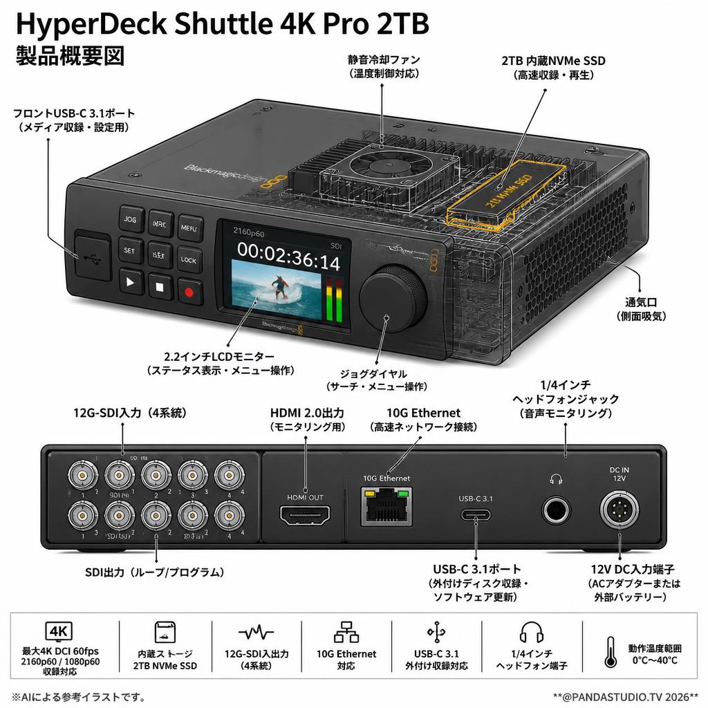 HyperDeck Shuttle 4K Pro 2TB スペック