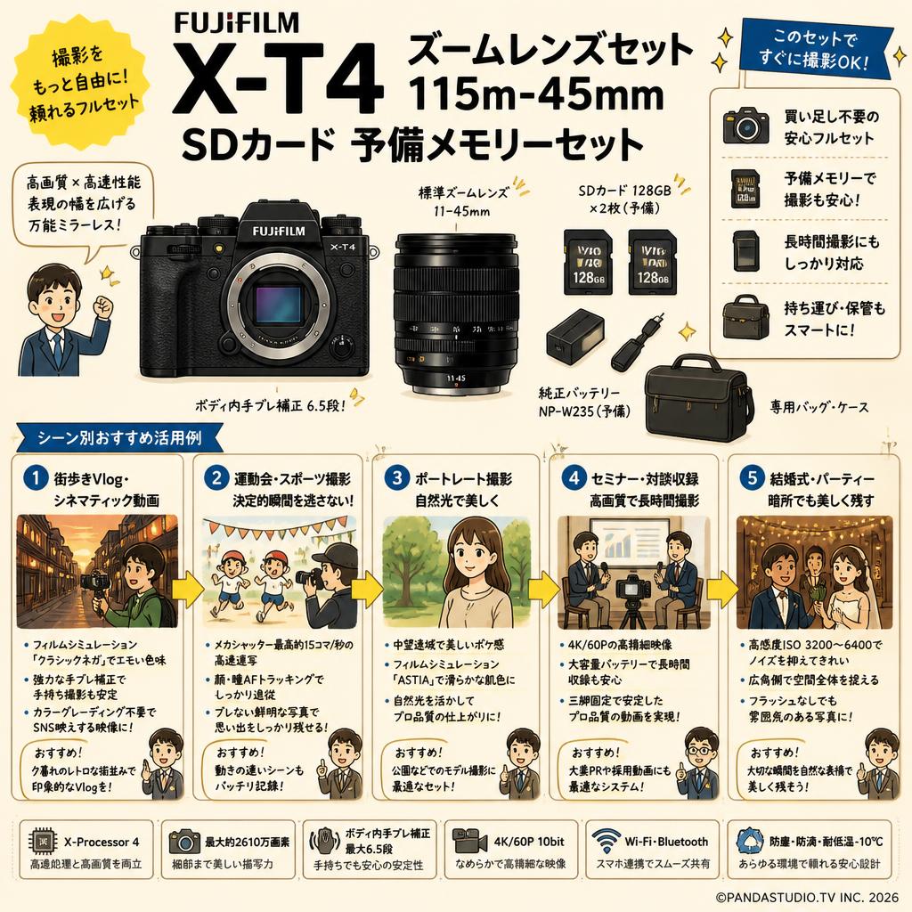 FUJIFILM X-T4 ズームレンズセット 115m-45mm SDカード 予備メモリーセット 用途
