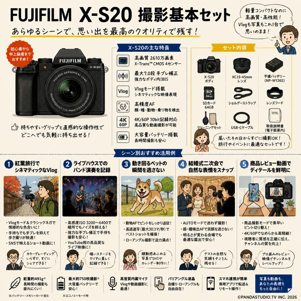 FUJIFILM X-S20 撮影基本セット 用途