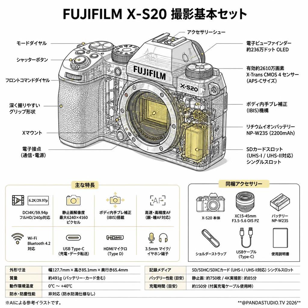 FUJIFILM X-S20 撮影基本セット スペック