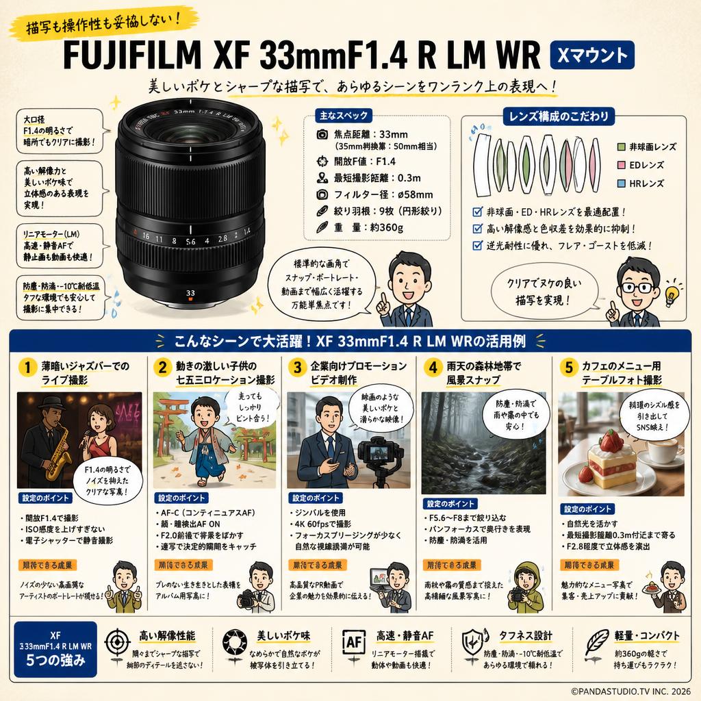 FUJIFILM XF 33mmF1.4 R LM WR Xマウント 用途