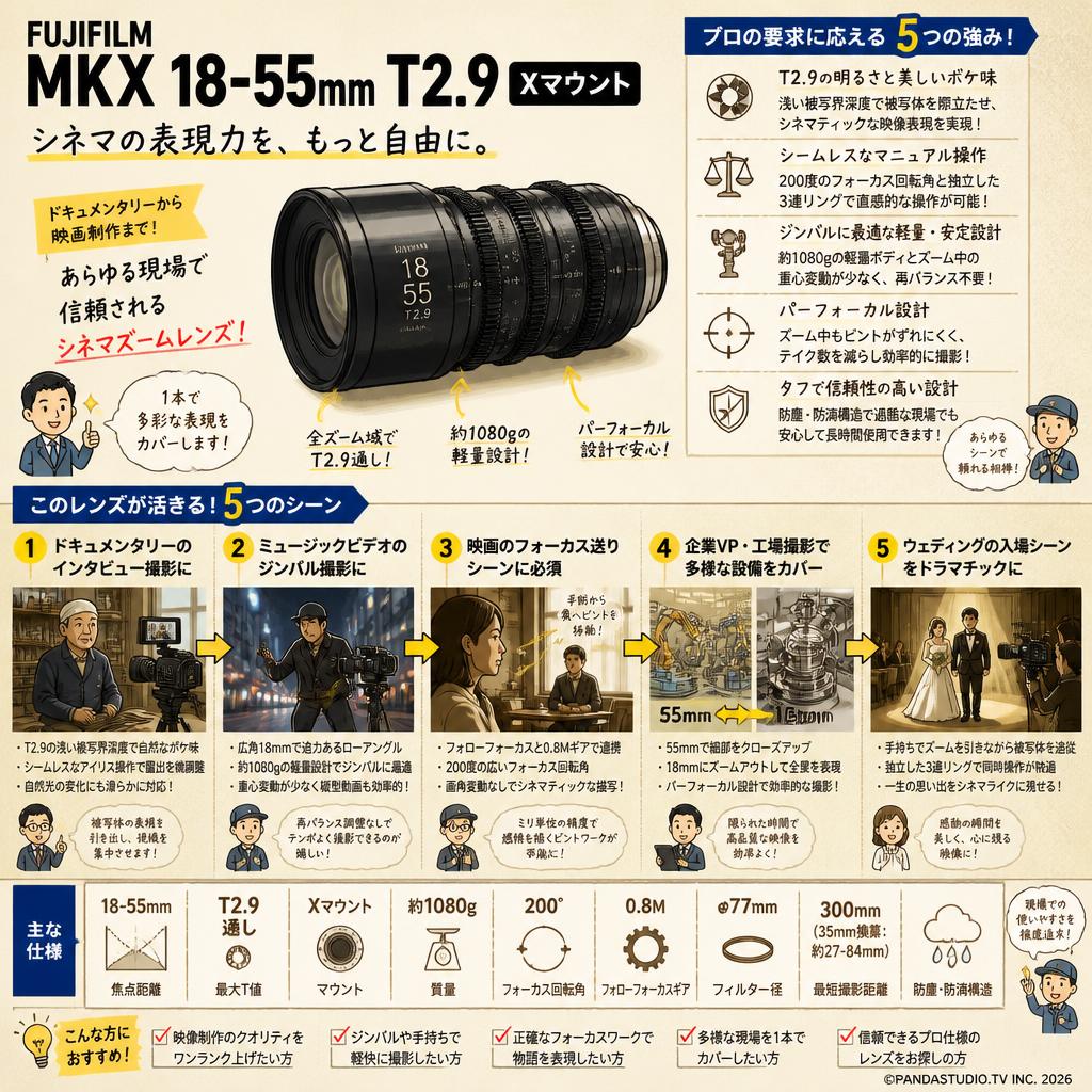 FUJIFILM MKX 18-55mm T2.9 Xマウント 用途