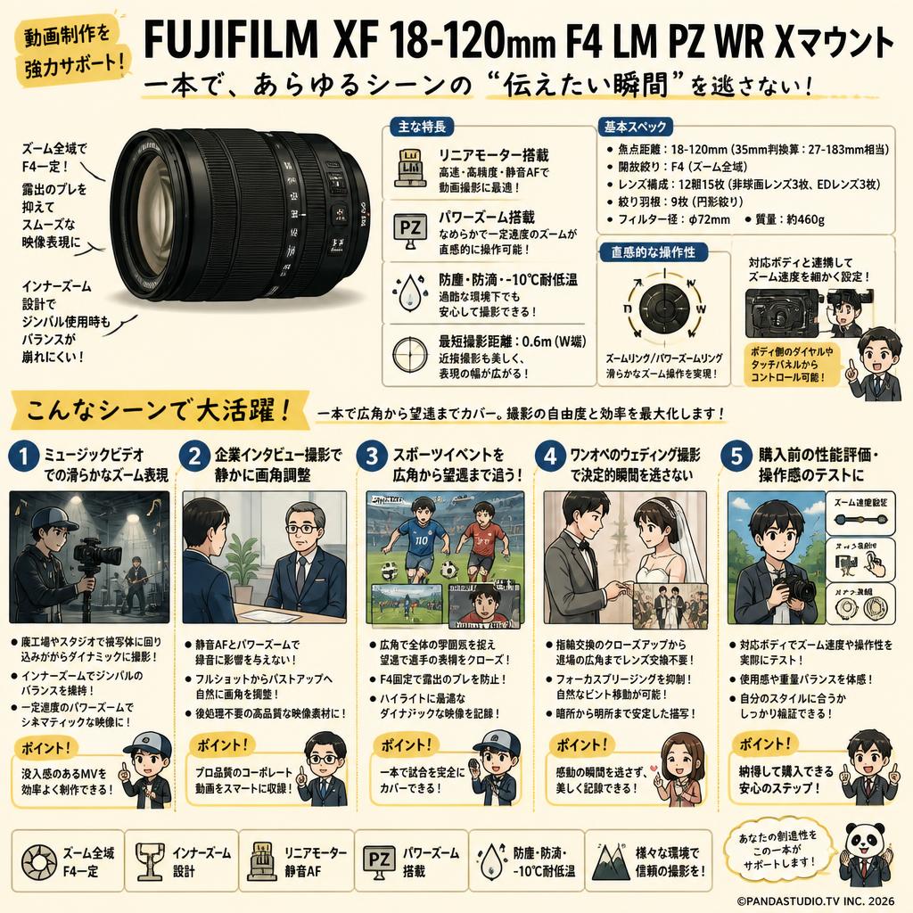 FUJIFILM XF 18-120mm F4 LM PZ WR Xマウント 用途