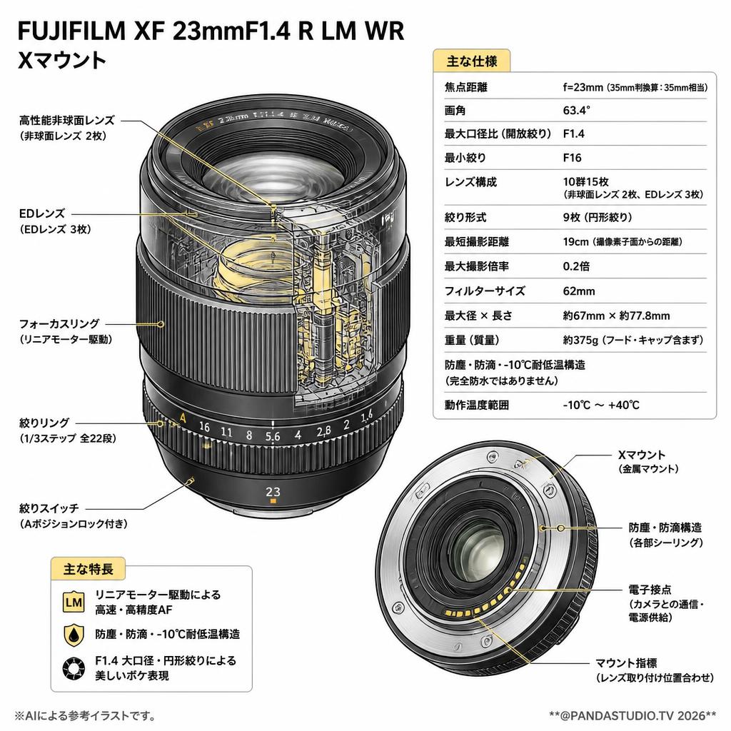 FUJIFILM XF 23mmF1.4 R LM WR Xマウント スペック