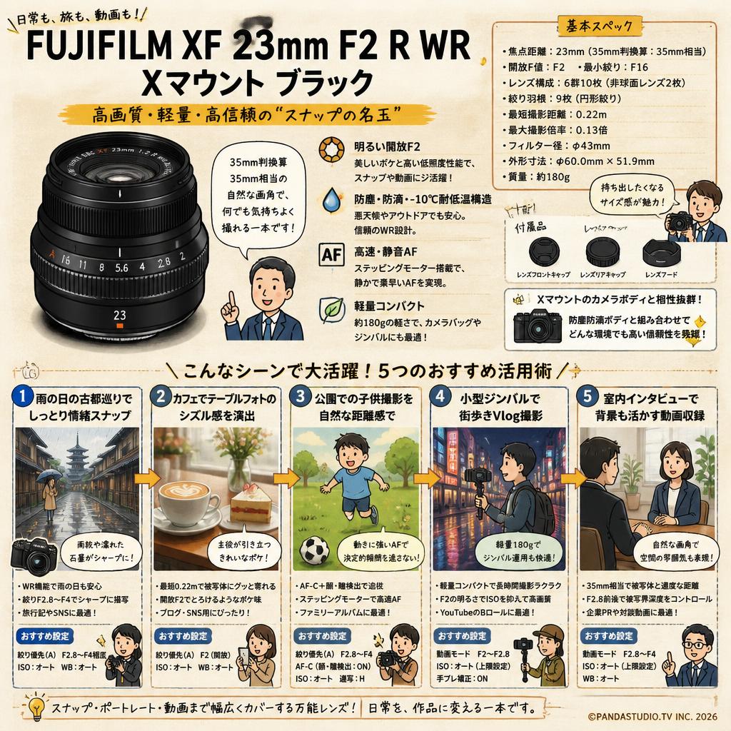 FUJIFILM XF 23mm F2 R WR Xマウント ブラック 用途