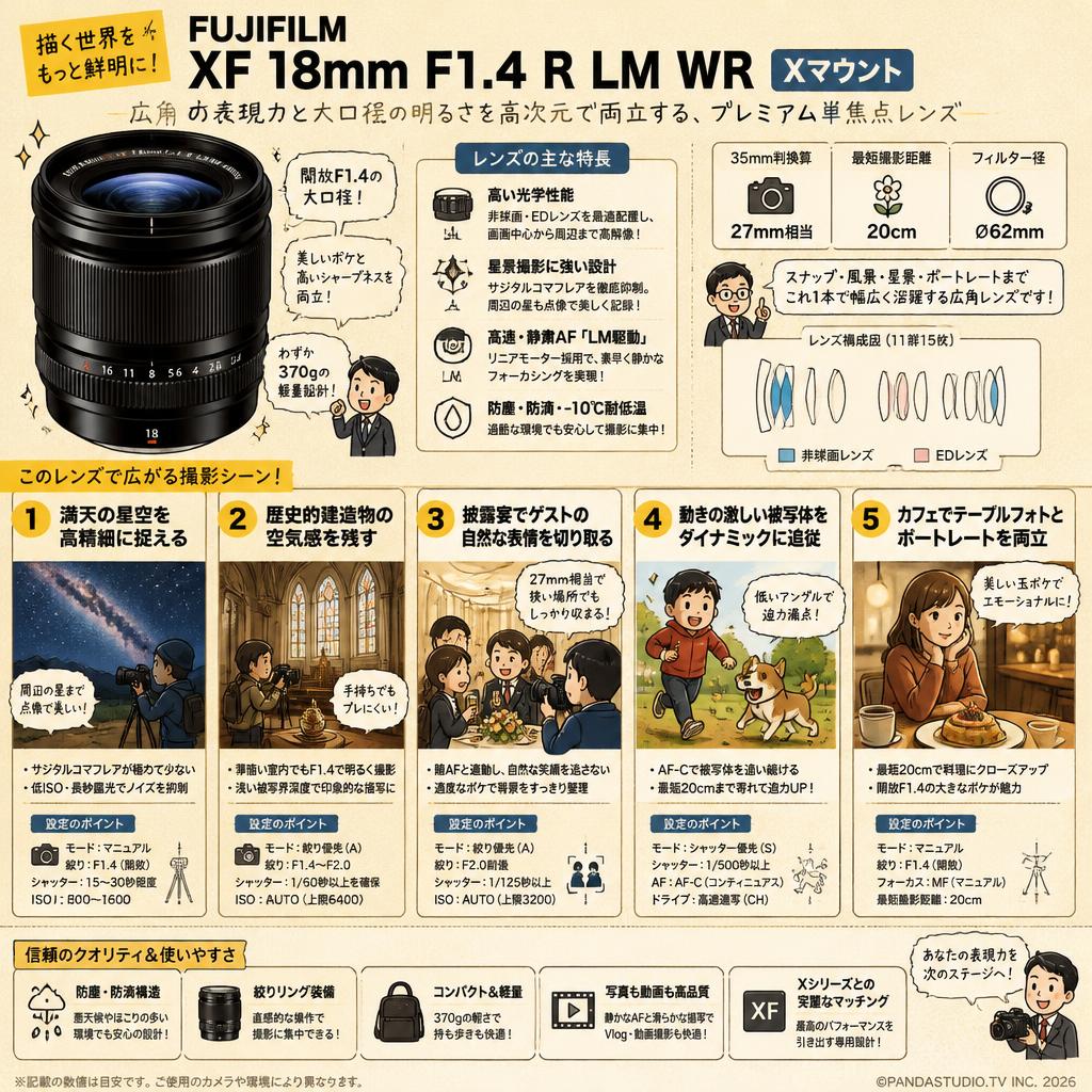 FUJIFILM XF 18mm F1.4 R LM WR Xマウント 用途