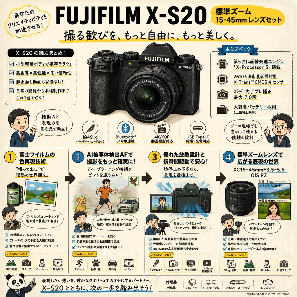 FUJIFILM X-S20 ＋ 標準ズーム 15-45mmレンズセット 概要