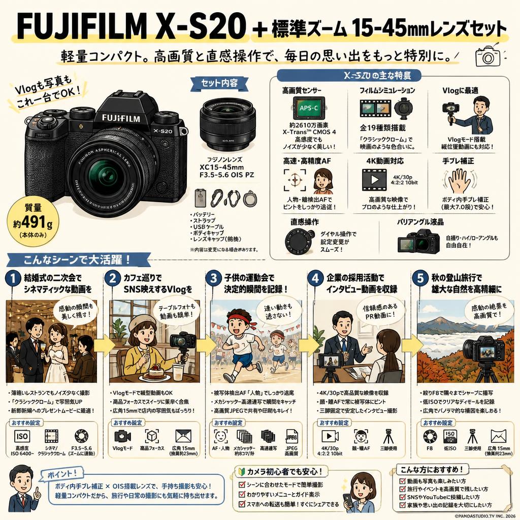 FUJIFILM X-S20 ＋ 標準ズーム 15-45mmレンズセット 用途