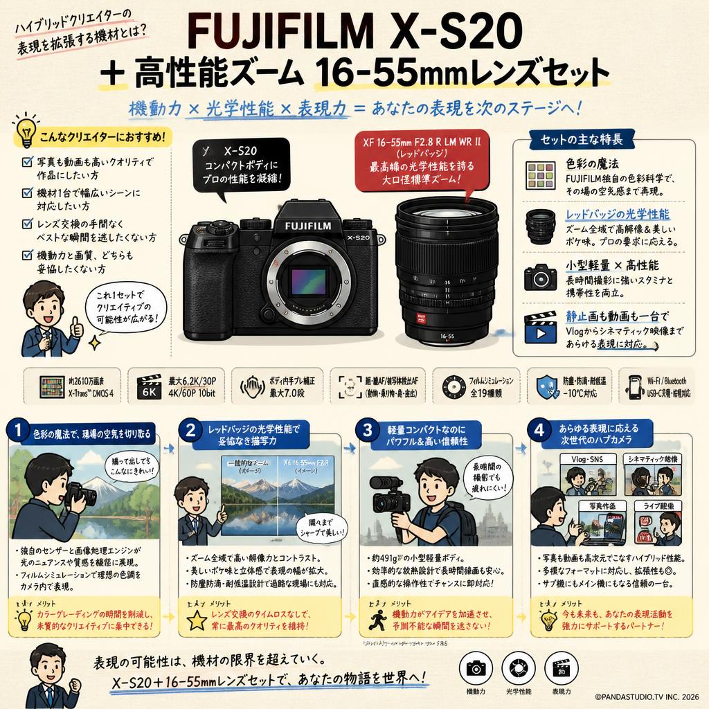 FUJIFILM X-S20 ＋ 高性能ズーム 16-55mmレンズセット 概要