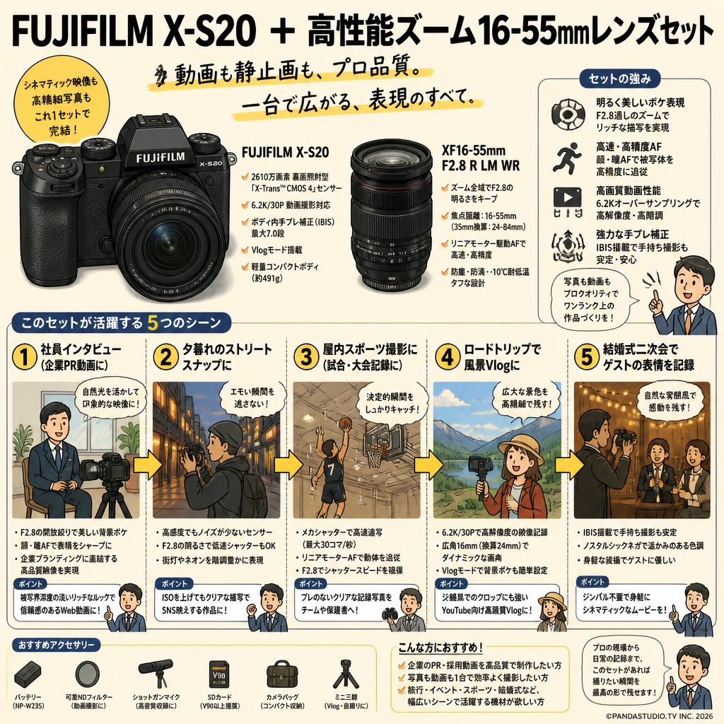 FUJIFILM X-S20 ＋ 高性能ズーム 16-55mmレンズセット 用途