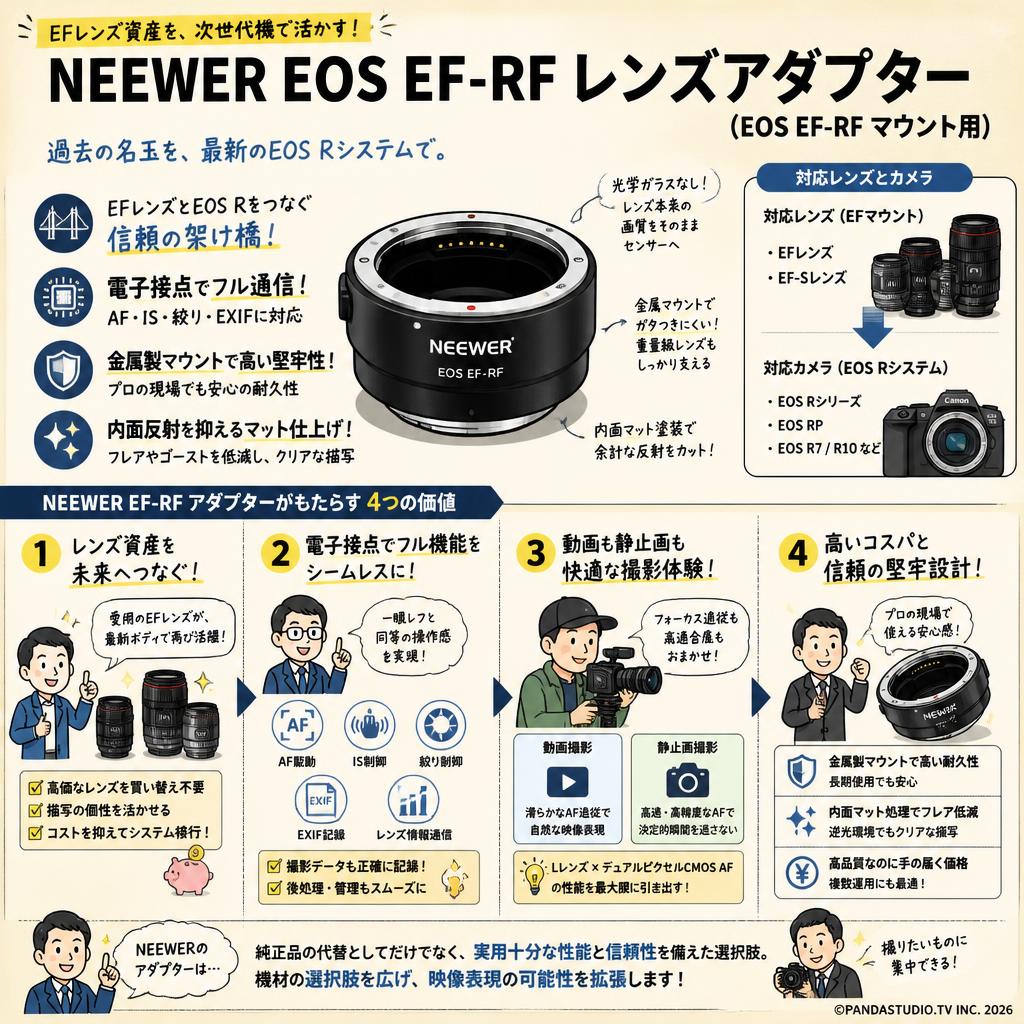 NEEWER EOS EF-RF レンズアダプター（EOS EF-RF マウント用） 概要