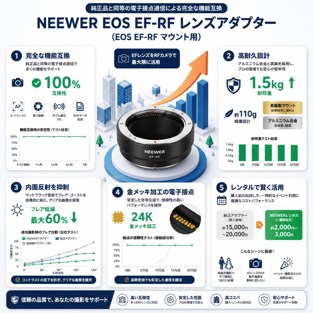 NEEWER EOS EF-RF レンズアダプター（EOS EF-RF マウント用） セールスポイント