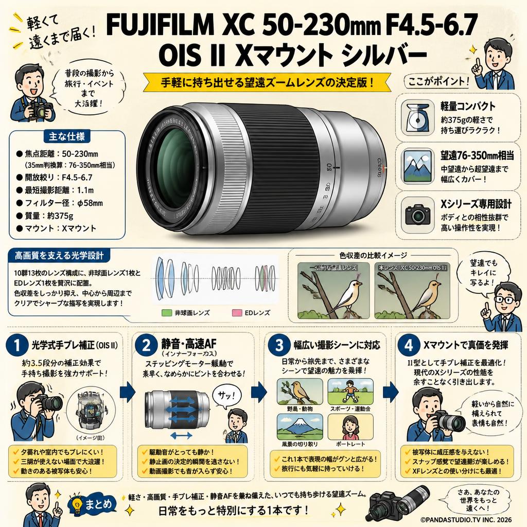 FUJIFILM XC 50-230mm F4.5-6.7 OIS II Xマウント シルバー 概要