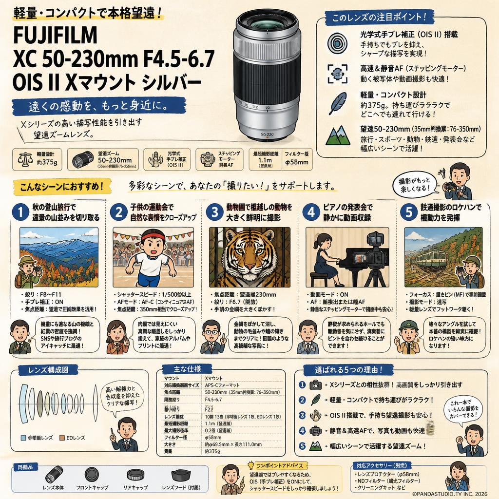 FUJIFILM XC 50-230mm F4.5-6.7 OIS II Xマウント シルバー 用途