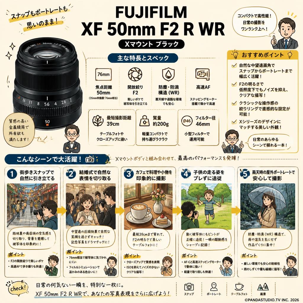 FUJIFILM XF 50mm F2 R WR Xマウント ブラック 用途
