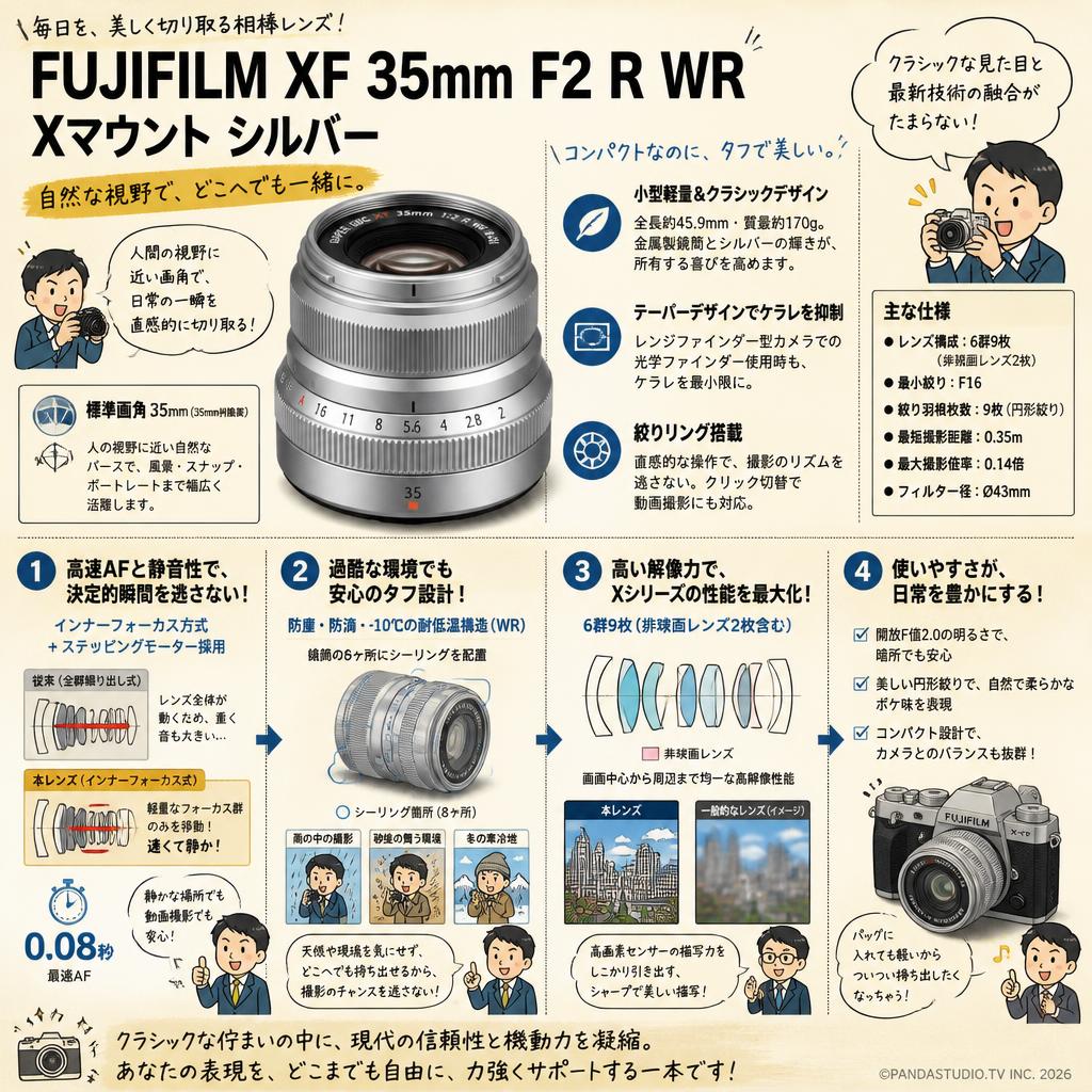 FUJIFILM XF 35mm F2 R WR Xマウント シルバー 概要