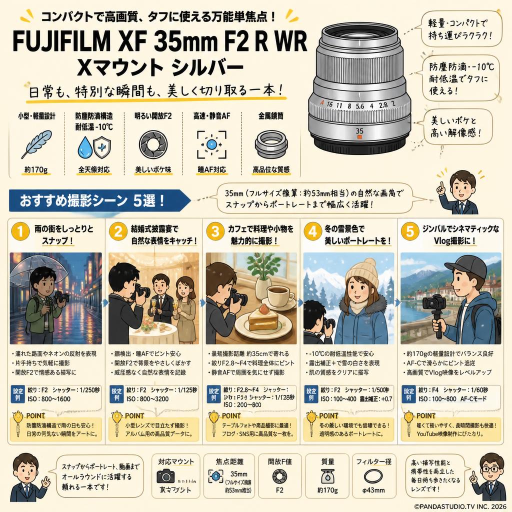 FUJIFILM XF 35mm F2 R WR Xマウント シルバー 用途