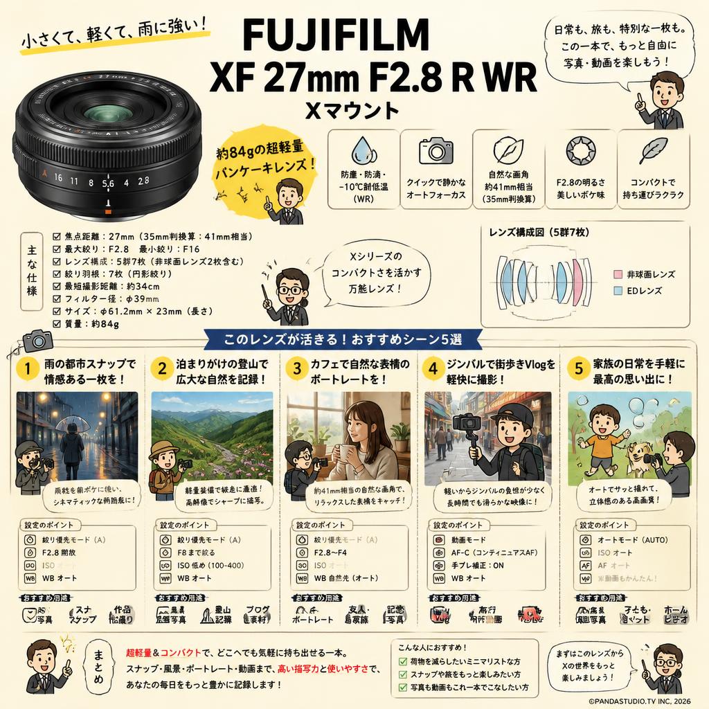 FUJIFILM XF 27mm F2.8 R WR Xマウント 用途