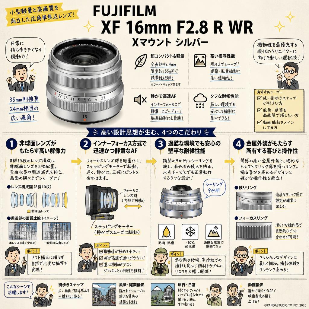 FUJIFILM XF 16mm F2.8 R WR Xマウント シルバー 概要