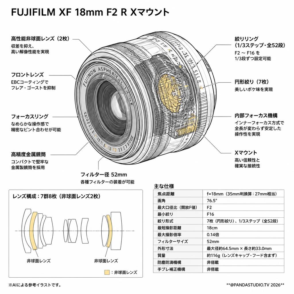 FUJIFILM XF 18mm F2 R Xマウント スペック