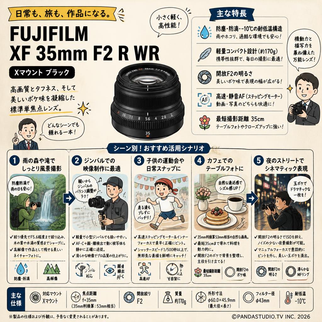 FUJIFILM XF 35mm F2 R WR Xマウント ブラック 用途