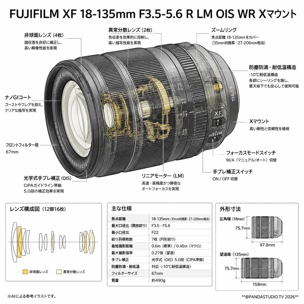 FUJIFILM XF 18-135mm F3.5-5.6 R LM OIS WR Xマウント スペック