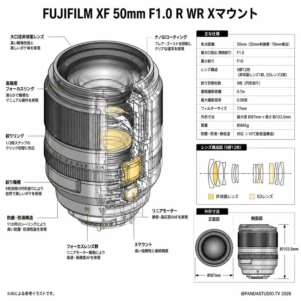 FUJIFILM XF 50mm F1.0 R WR Xマウント スペック