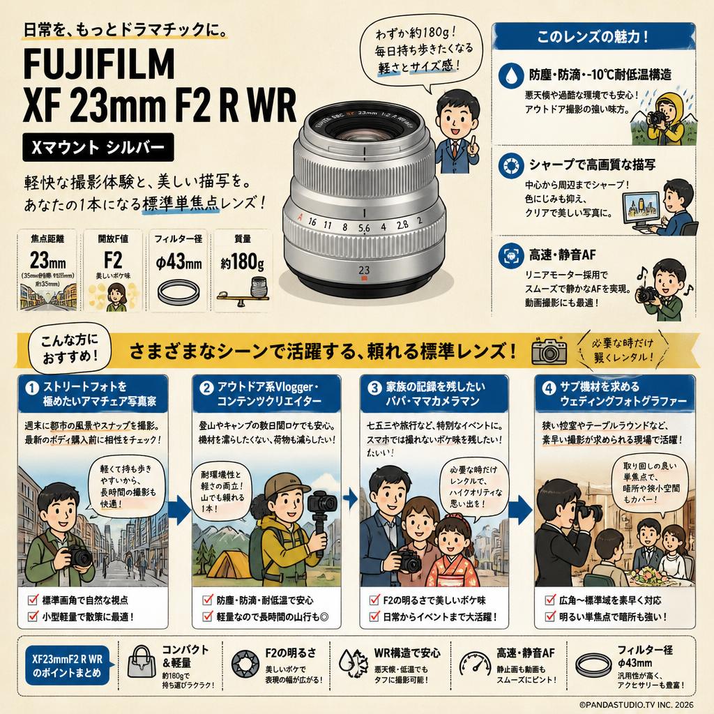 FUJIFILM XF 23mm F2 R WR Xマウント シルバー おもな対象のお客様