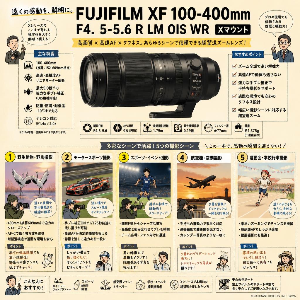 FUJIFILM XF 100-400mm F4.5-5.6 R LM OIS WR Xマウント 用途
