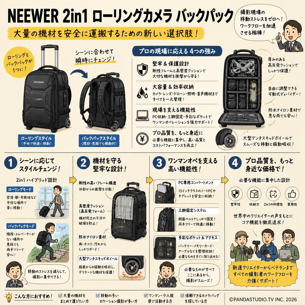 NEEWER 2in1 ローリングカメラ バックパック 概要