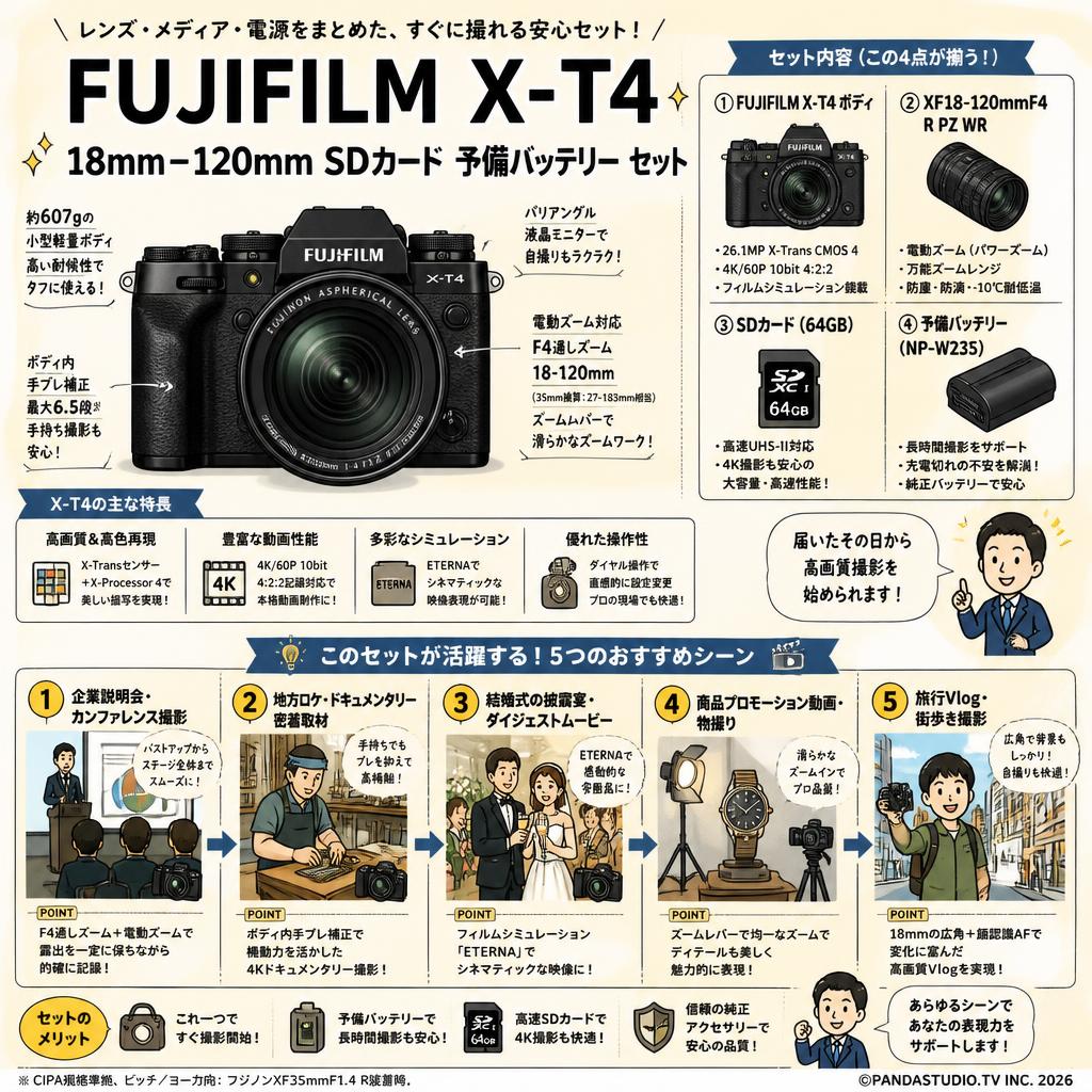 FUJIFILM X-T4 18mm−120mm SDカード 予備バッテリー セット 用途