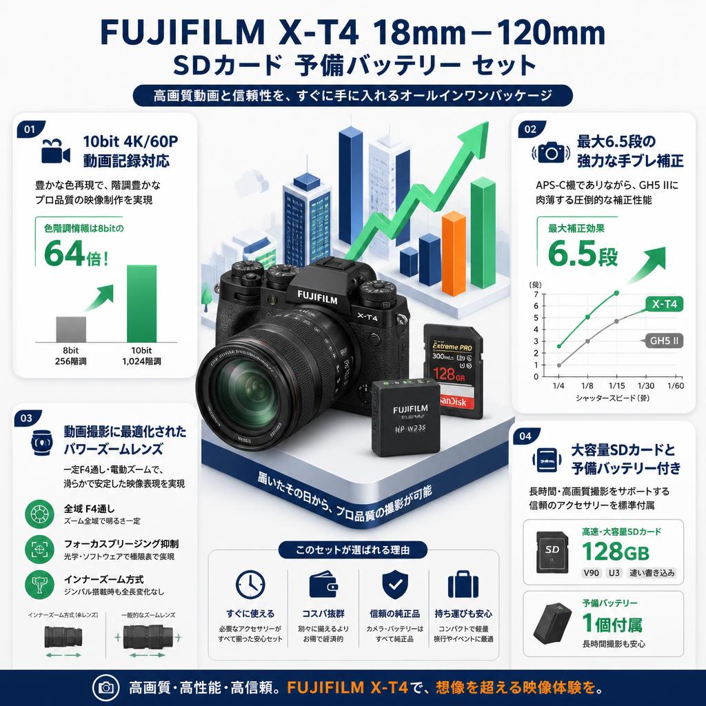 FUJIFILM X-T4 18mm−120mm SDカード 予備バッテリー セット セールスポイント