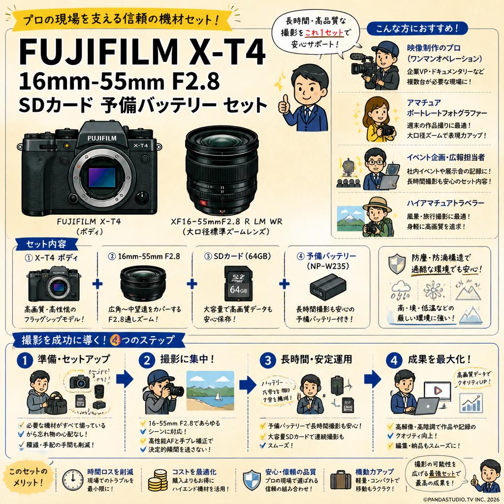 FUJIFILM X-T4 16mm-55mm F2.8 SDカード 予備バッテリー セット おもな対象のお客様