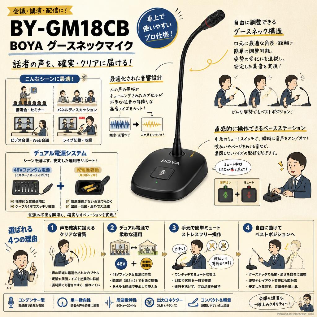 BY-GM18CB　BOYA グースネックマイク【PROKIZAI.COM】 概要