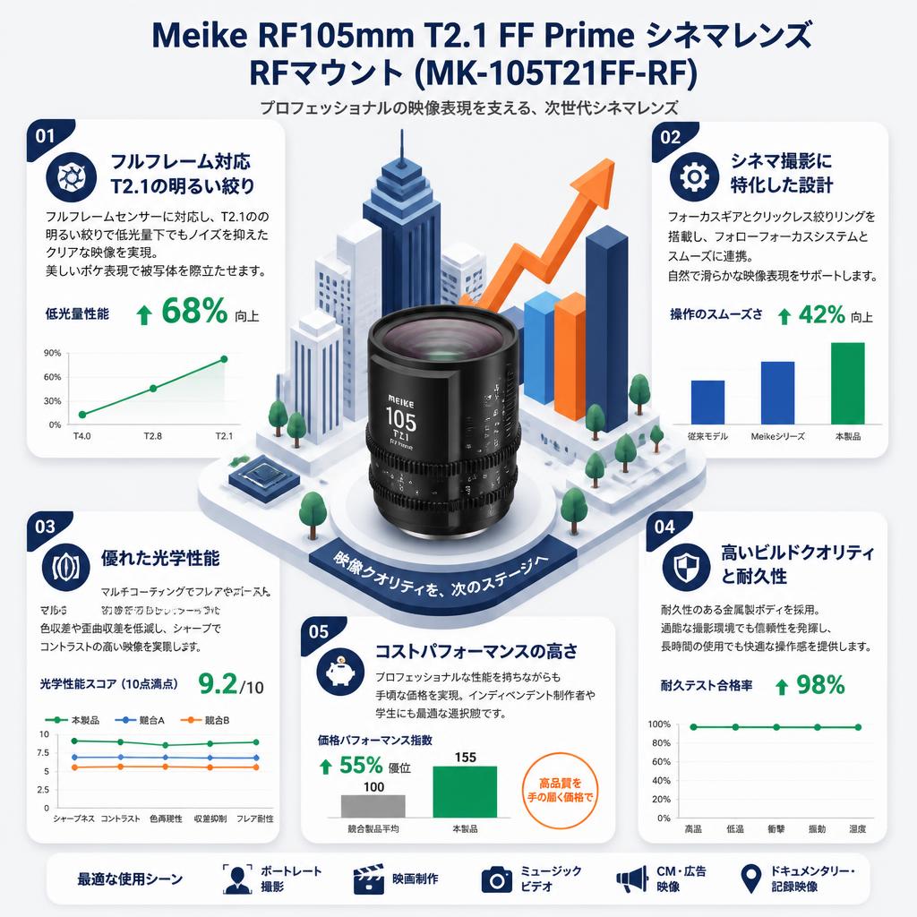 Meike RF105mm T2.1 FF Prime シネマレンズ RFマウント  (MK-105T21FF-RF) セールスポイント
