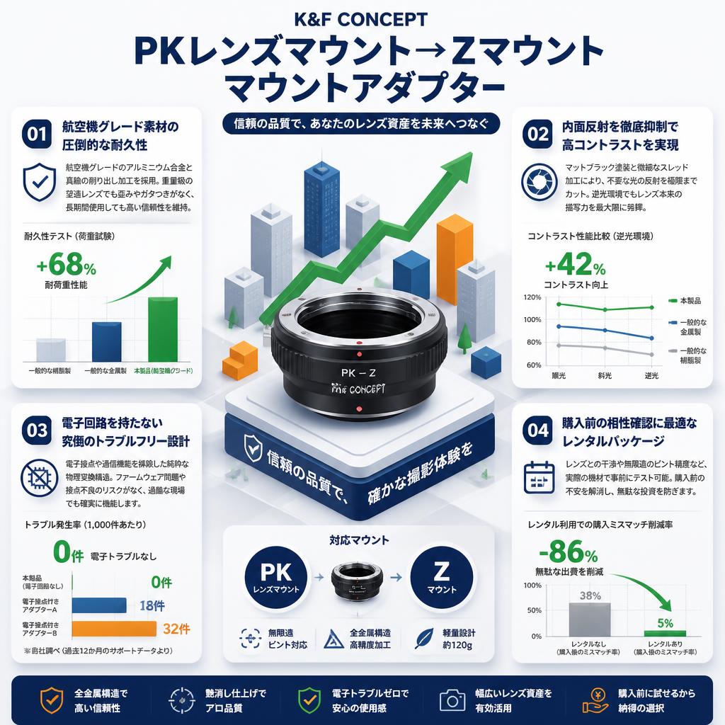 K&F Concept マウントアダプター PK レンズマウント→ Zマウント セールスポイント