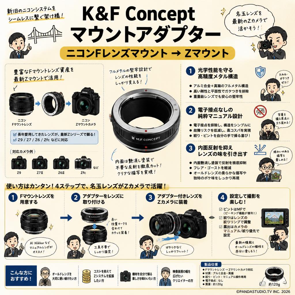 K&F Concept マウントアダプター ニコン Fレンズマウント→ Zマウント 概要