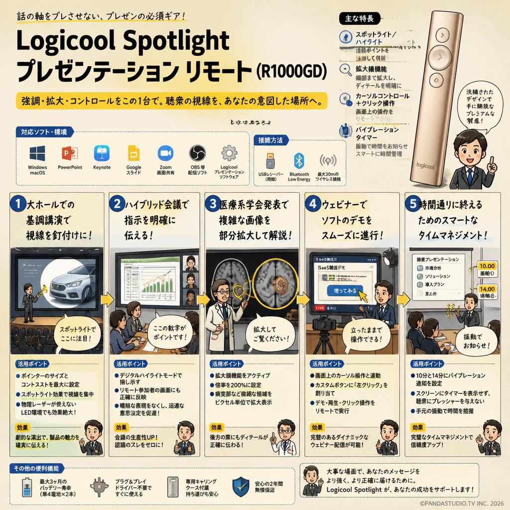Logicool Spotlight Presentation Remote プレゼンテーション リモート  ( R1000GD ) 用途