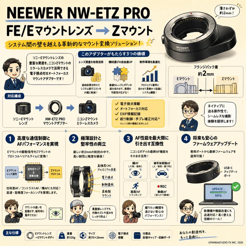 NEEWER NW-ETZ PRO FE/Eマウントレンズ → Zマウント 概要