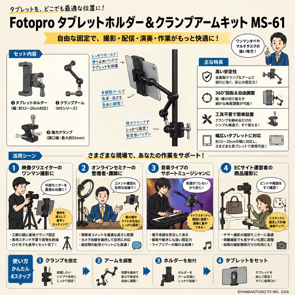 Fotopro タブレットホルダー＆クランプアームキット MS-61 おもな対象のお客様
