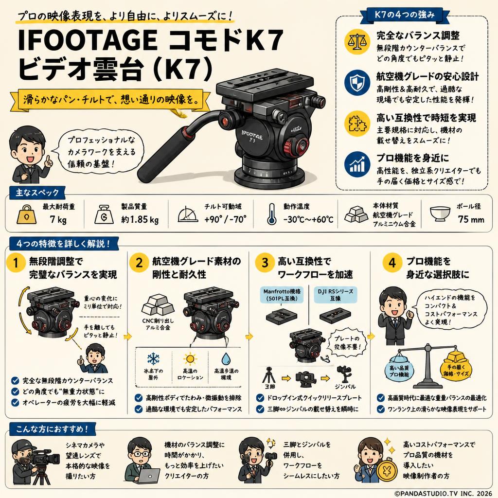 IFOOTAGE  コモドK7 ビデオ雲台 ( K7 ) 概要