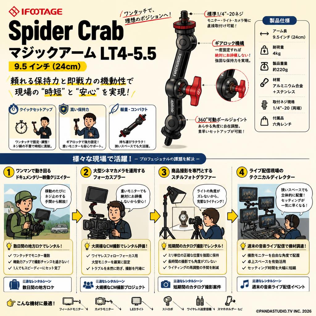 IFOOTAGE Spider Crab マジックアーム LT4-5.5 9.5 インチ ( 24cm ) おもな対象のお客様
