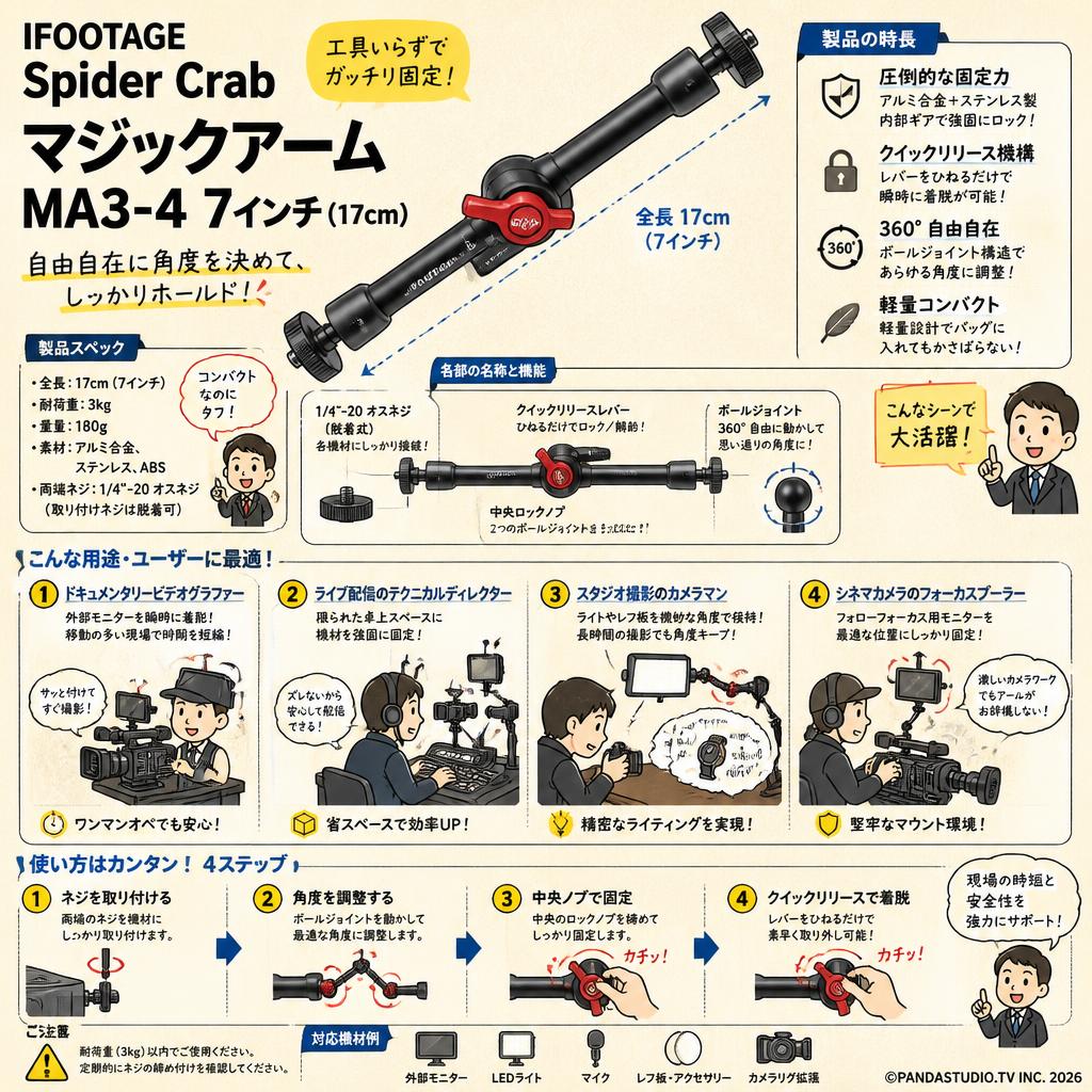 IFOOTAGE Spider Crab マジックアーム MA3-4  7インチ ( 17cm ) おもな対象のお客様