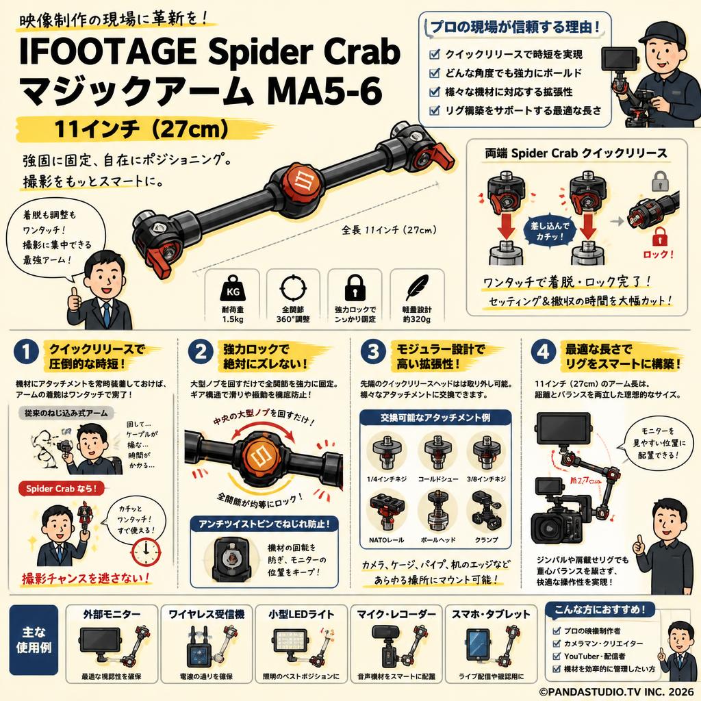 IFOOTAGE Spider Crab マジックアーム MA5-6 11インチ ( 27cm ) 概要
