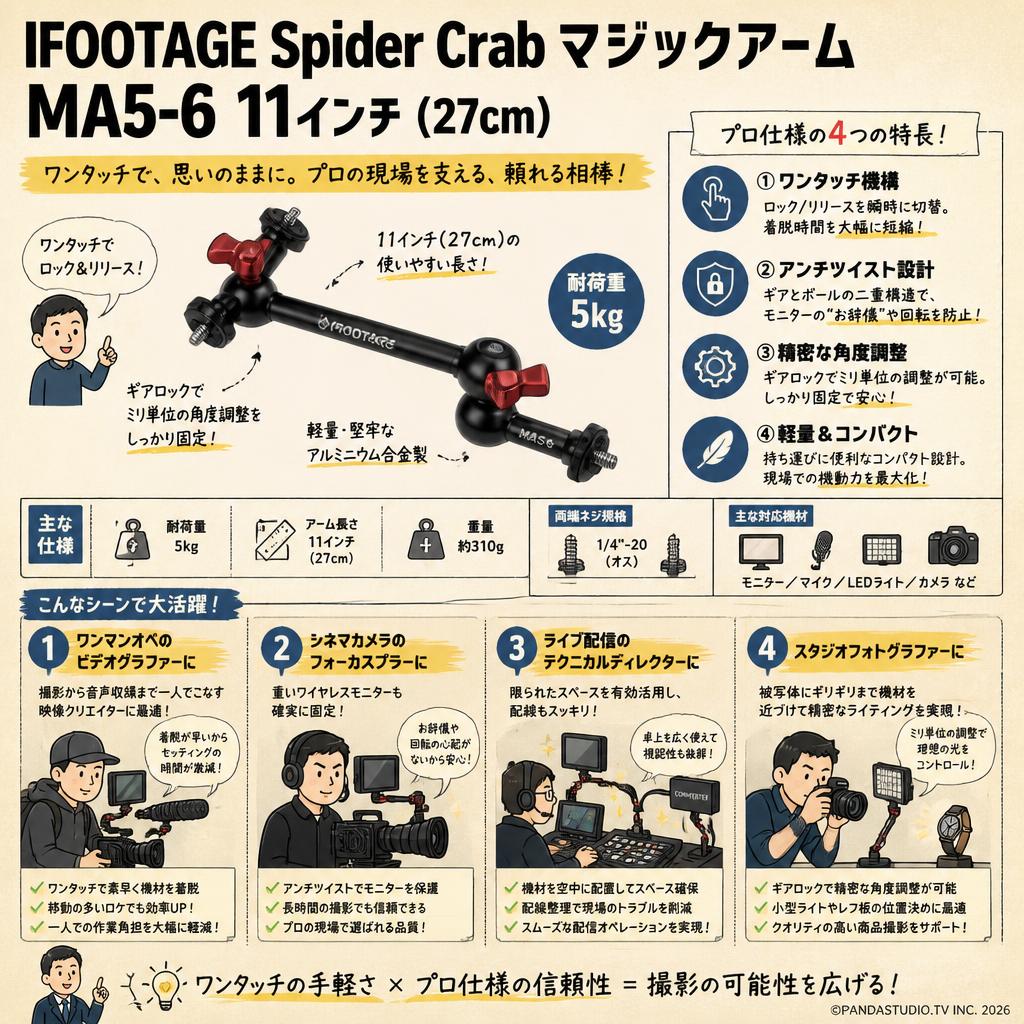 IFOOTAGE Spider Crab マジックアーム MA5-6 11インチ ( 27cm ) おもな対象のお客様