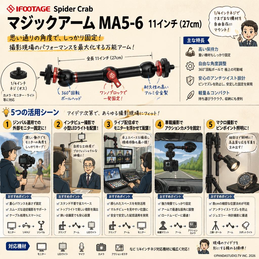 IFOOTAGE Spider Crab マジックアーム MA5-6 11インチ ( 27cm ) 用途
