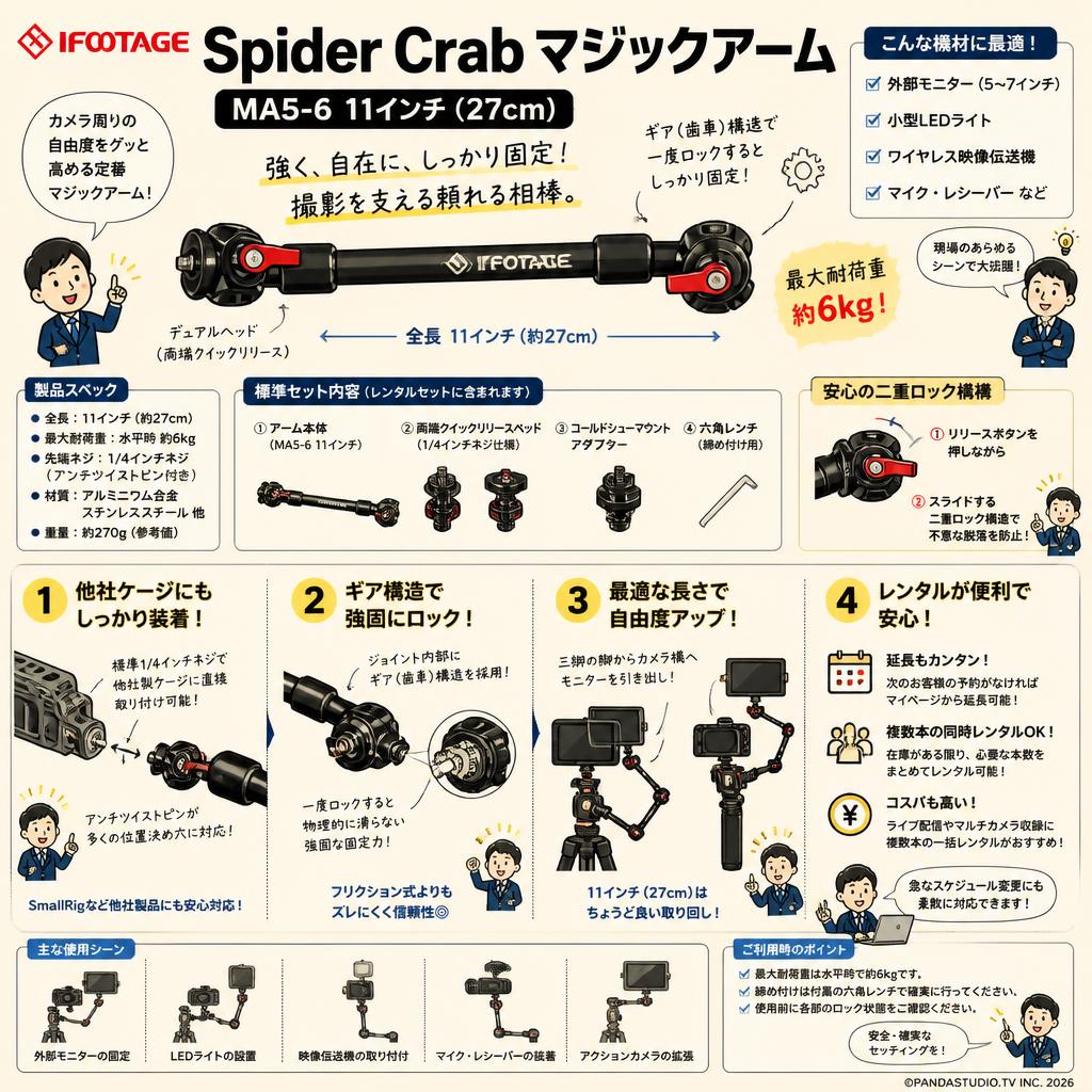 IFOOTAGE Spider Crab マジックアーム MA5-6 11インチ ( 27cm ) FAQ（よくある質問と答え）